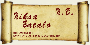 Nikša Batalo vizit kartica
